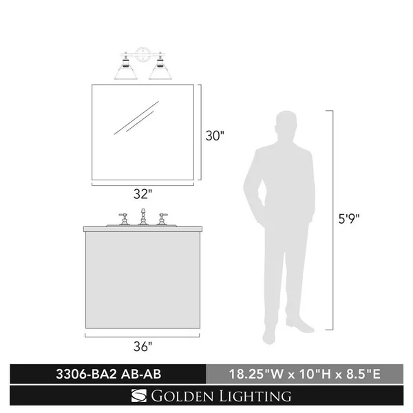Golden Lighting 2 Light Bath Vanity Chrome