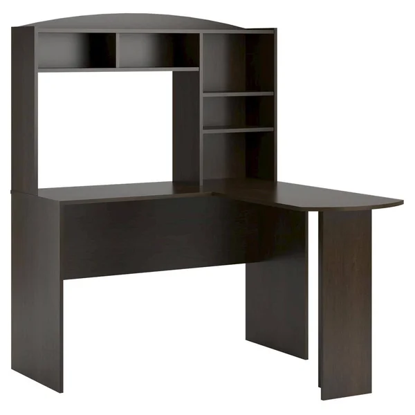Danford Wood L Shaped Computer Desk with Hutch Espresso - Room & Joy