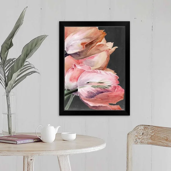 Pastel Parrot Tulips IV - Black Framed Wall Art, 18x24, Great Big Canvas
