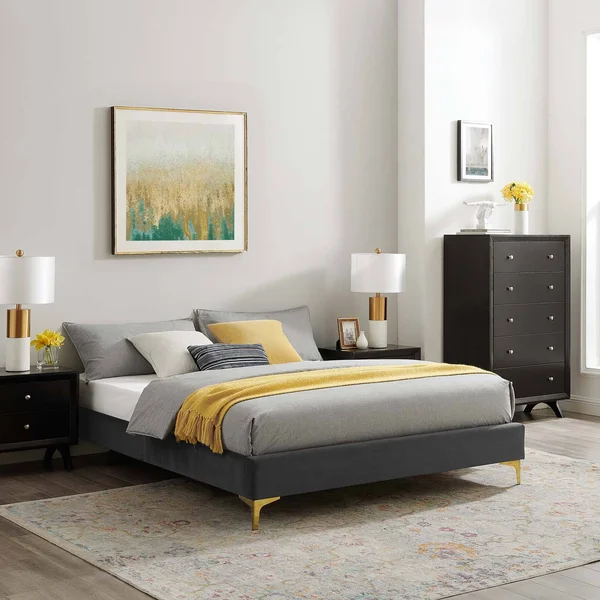 Modway Sutton Queen Performance Velvet Bed Frame - Mint