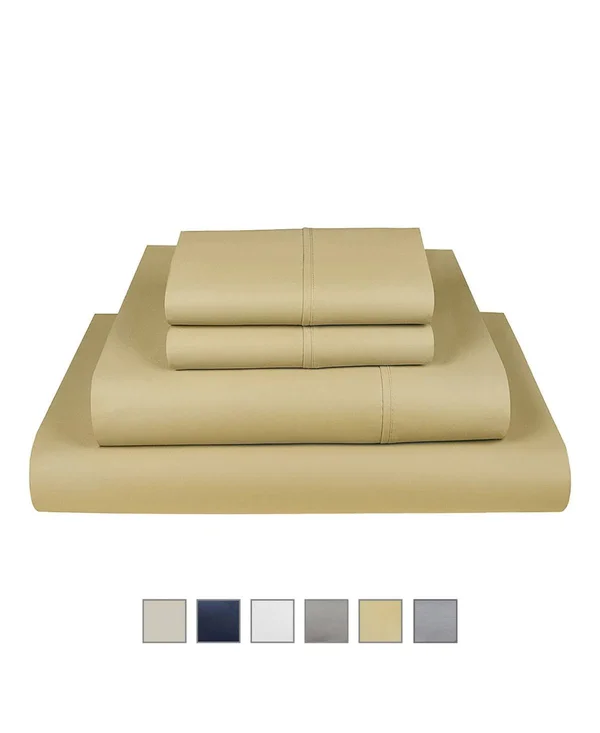 Cooling Planet 810018901790 17 in. Fisher West New York Bed Sheet Set California King - Light Gold 4 Piece