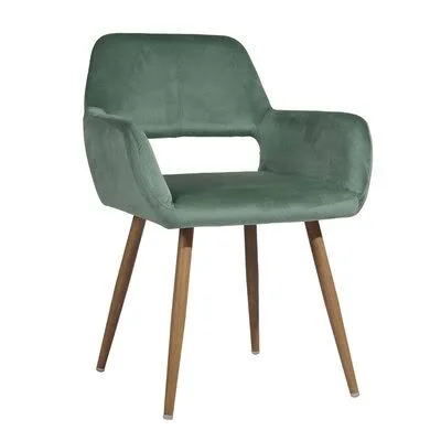 Iduna Velvet Upholstered Arm Chair George Oliver Upholstery Color: Green - Leg Color: Natural