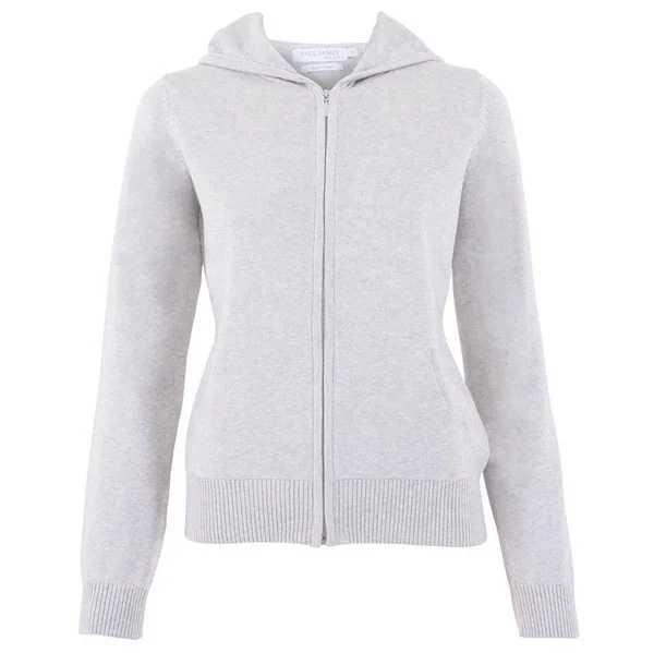 Womens 100% Cotton Zip Through Hoodie, Silver Grey, Xs