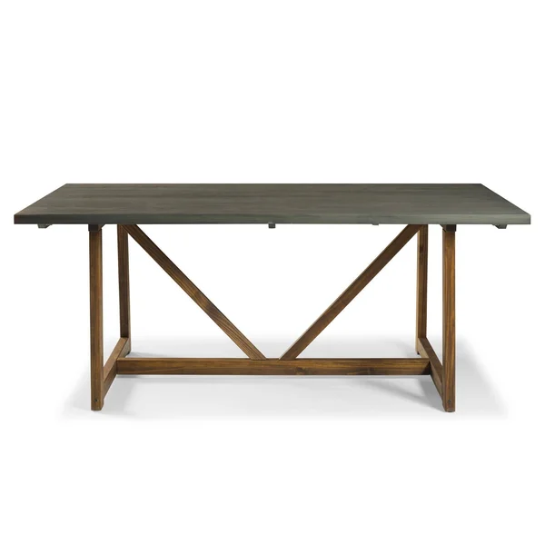 72x22 Solid Wood Trestle Dining Table Gray/Brown - Saracina Home