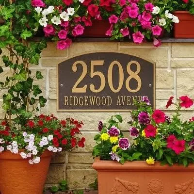 Legacy 2-Line Wall Address Plaque Background Color Dark Bronze, Gold