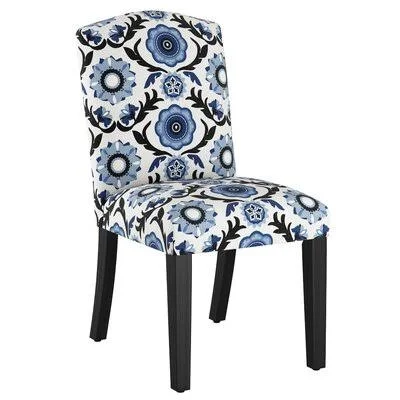Nadia Upholstered Parsons Chair Wayfair Custom Upholstery Upholstery Color: Tulum Blue OGA - Leg Color: Black Wood