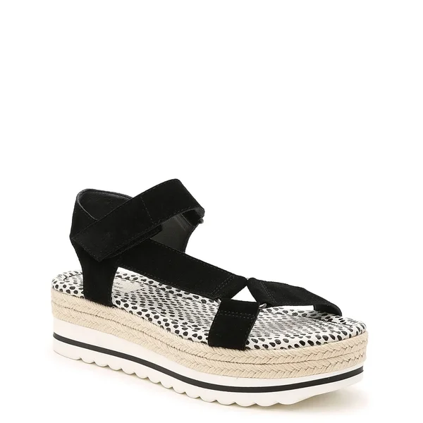 Crown Vintage Korine Espadrille Platform Sandal - Women's, Black Suede, Size 11, Sandals, Ankle Strap, Espadrille, Platfor