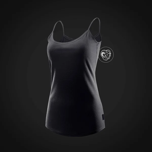Forclaz Women's Trek 500, Merino Wool Hiking Tank Top in Black, Size XL