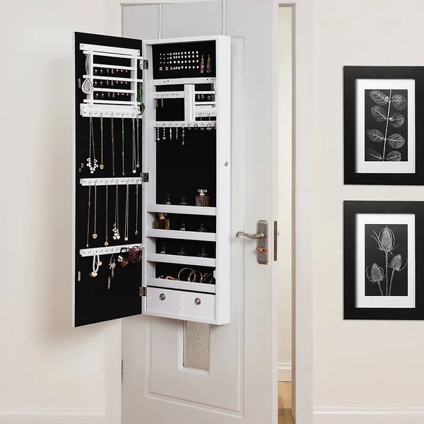 Inspired Home Amelia Purple Jewelry Furniture with Over-the-Door/Wall Mounted Full Length