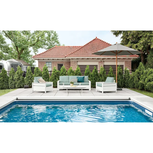 Room & Board - Modern Nova Round Outdoor Coffee Table in Blue 30 Diameter 13H in Recycled Acrylic/Plastic