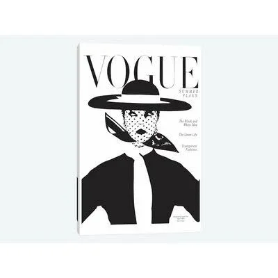 &Vintage Vogue COVER, Black and White Fashion Print& Textual Art on Canvas East Urban Home Size: 40x22 H x 26x22 W x 1.5x22 D