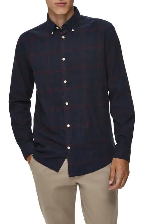 Men's Selected Homme Slim Fit Plaid Flannel Button-Down Shirt