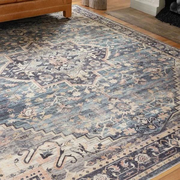 Alexander Home Venetian Printed Medallion Distressed Area Rug - 3&6x22 x 5&6x22 - Navy/Multi