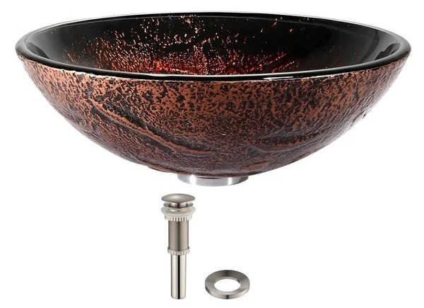 Kraus Gv-710 Lava Glass Vessel Sink - Satin Nickel