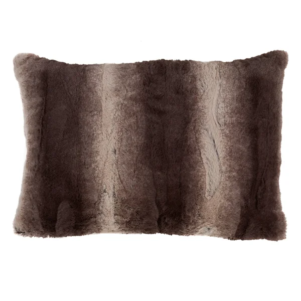Saro Lifestyle Faux Fur Decorative Poly Filled Throw Pillow Grey 20 inchx20 inch Feather Down - Size: 20 x 20, Gray