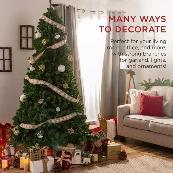 Best Choice Products 6ft Premium Spruce Artificial Christmas Tree w/ Easy ASSEMBLY - Metal Hinges & Foldable Base