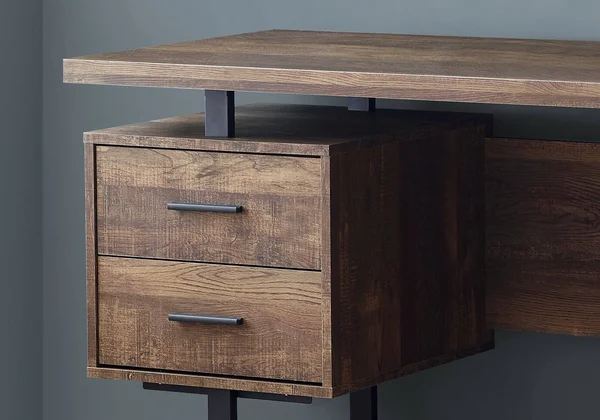 23.75x22 x 60x22 x 30.25x22 Brown Black Particle Board Hollow Core Metal Computer Desk