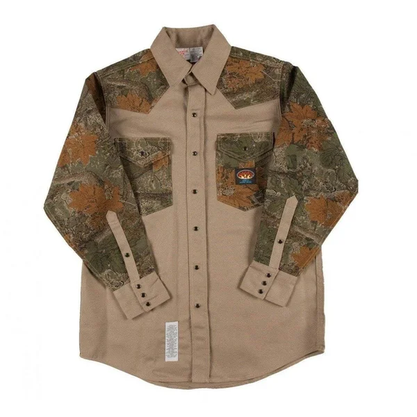 Rasco FR Two Tone Work Shirt 4XLT - Denim-Brown Duck
