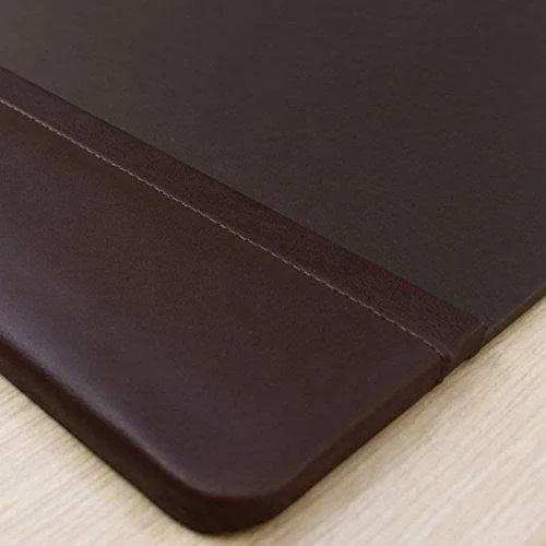 Dacasso Chocolate Brown Leather 25.5 x 17.25 Side Rails Desk Pad