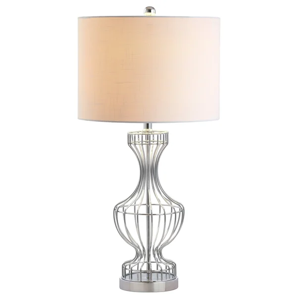 Jonathan Y Chrome Honore 28x22 Metal Wire Frame LED Table Lamp
