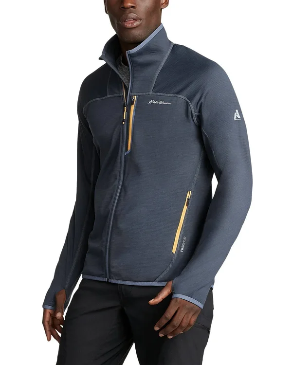 Eddie Bauer Men's High Route Grid Fleece Full-Zip Mock-Neck - Blue - XXXL