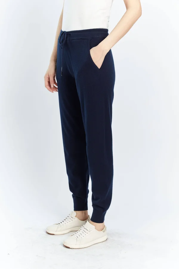 Women's Cashmere Cuffed Jogger Navy - Gobi Cashmere - M, Navy