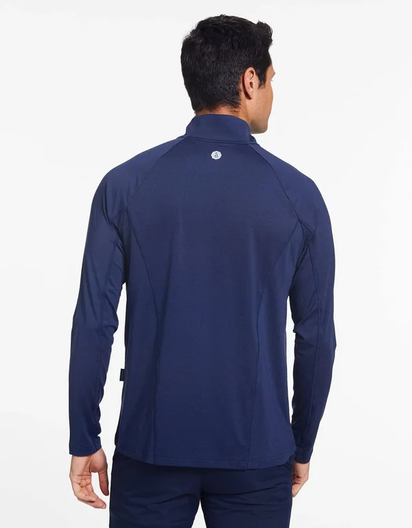 UPF 50+ Sun Protective Long Sleeve Quarter Zip Top for Men - Solbari Dark Grey