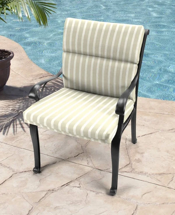 Outdoor French Edge Dining Chair Cushion- Sunbrella Cast Mist Glen Raven - Jordan Manufacturing 9502PK1-5112H