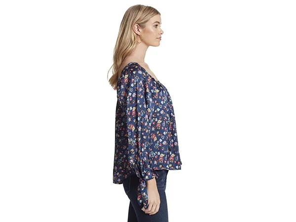 Jessica Simpson Sea Wild Trey Square Neck Tie Sleeve Woven Top
