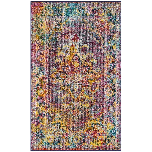 Safavieh CRS508R Crystal Ruby - Navy Area Rug - 4& x 6&