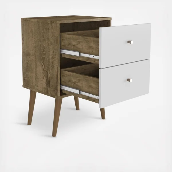 Manhattan Comfort Liberty Rustic Brown and White Nightstand, 204AMC96