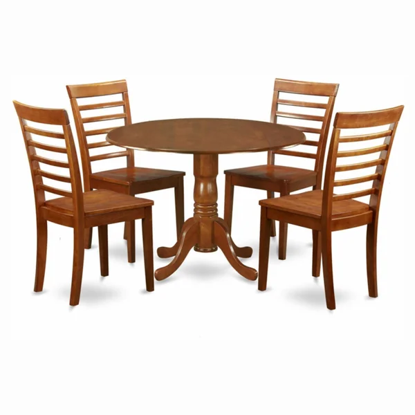 5 Piece Dining Set Kitchen Table and 4 Chairs in Saddle Brown