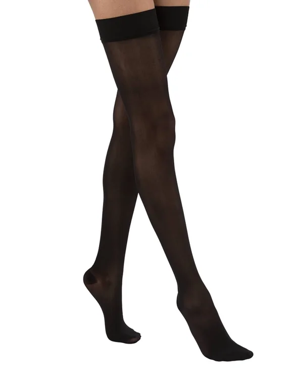Jobst Ultrasheer Thigh High with Sensitive Top Band 30-40 mmHg Closed Toe Small, Black, Petite