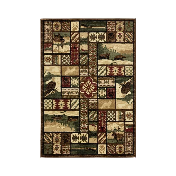 Wild Life Collection Brown/Cream Area Rug - 2& x 8&