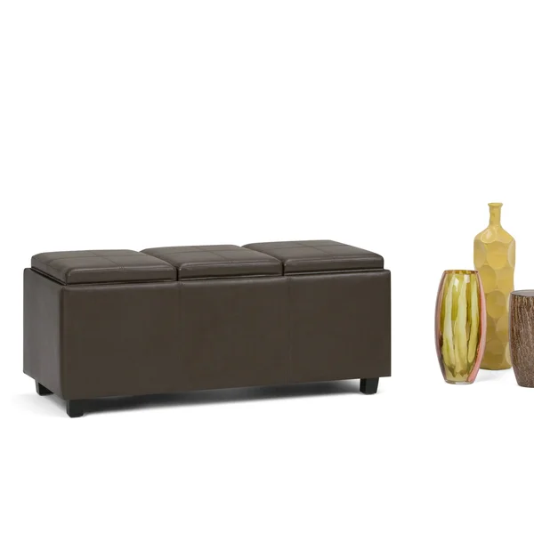 WYNDENHALL Franklin 42 inch Wide Contemporary Rectangle Storage Ottoman Faux Air Leather (Chocolate Brown)