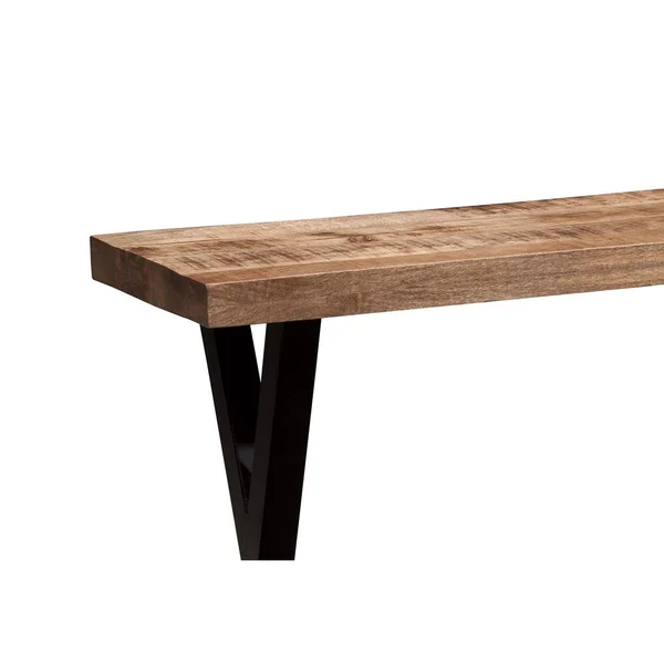 Wooden Top Sofa Table with x Frame Metal Base - Light Brown and Black