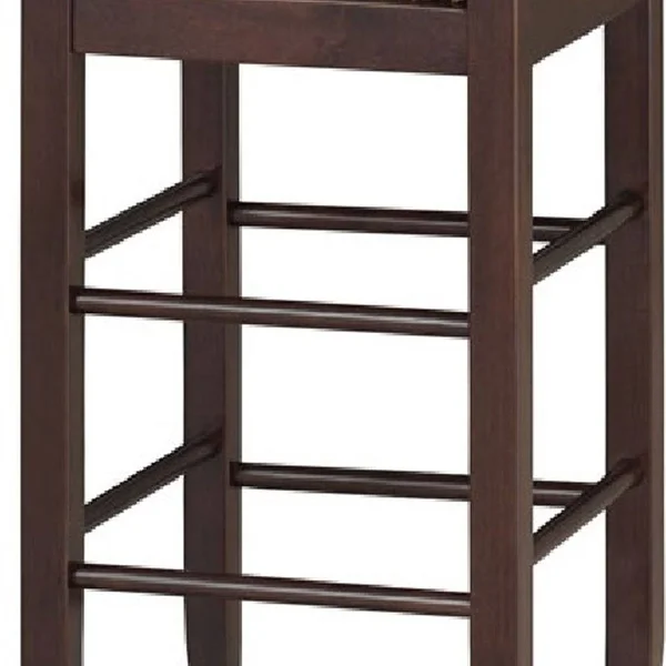 Rush Woven Wooden Frame Barstool with Saber Legs - Beige and Dark Brown