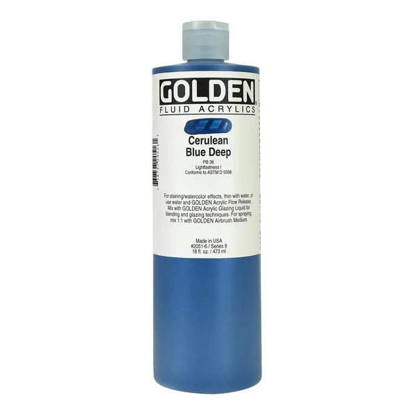 Golden Fluid Acrylics Cerulean Blue Deep 16 oz