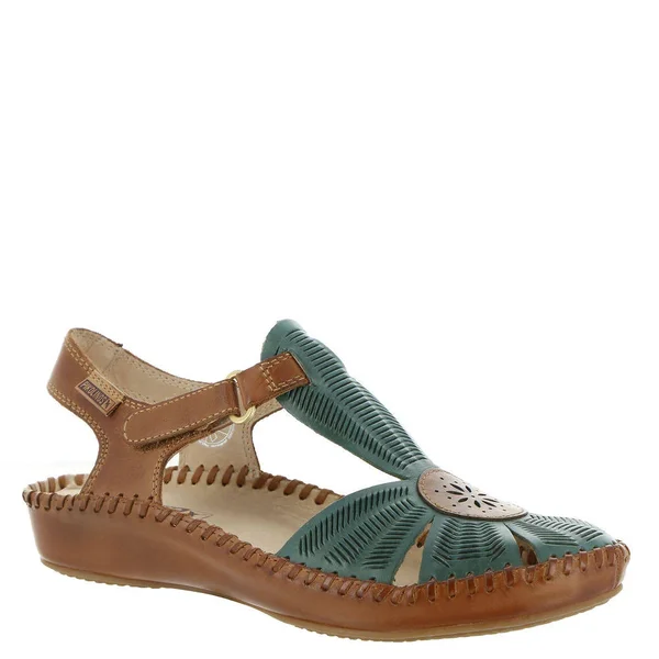 Pikolinos Women's Puerto Vallarta Closed Toe Sandal 655-0575 - Size: 35, Emerald Calfskin