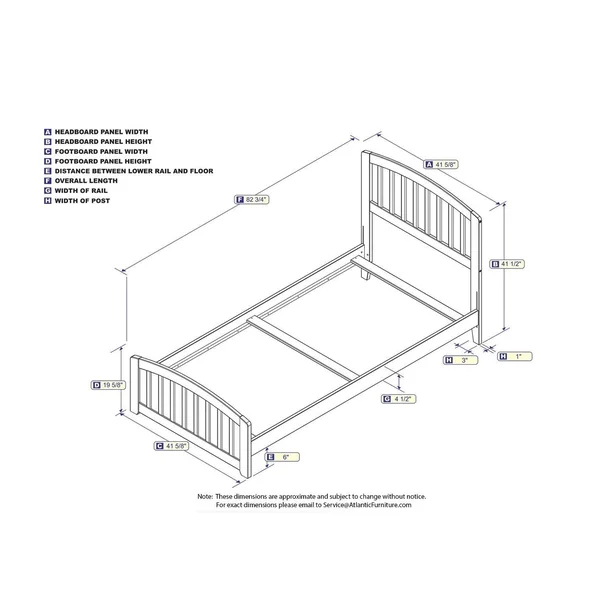 Atlantic Furniture Richmond Twin XL Traditional Bed with Matching Foot Board in Espresso, Brown