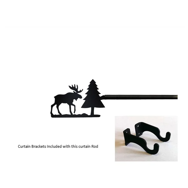Village Wrought Iron Moose/Pine Curtain Rod SM (Hardware Is Included)