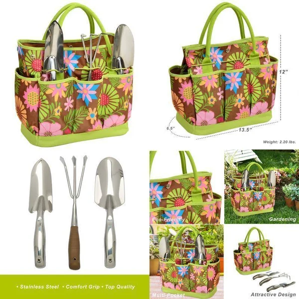 Picnic at Ascot Gardening Tote with 3 Tools - Floral
