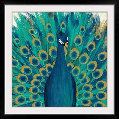 &Proud As A Peacock I& by Veronique Charron Painting Print Great Big Canvas Format: Black Frame - Size: 28x22 H x 28x22 W x 1x22