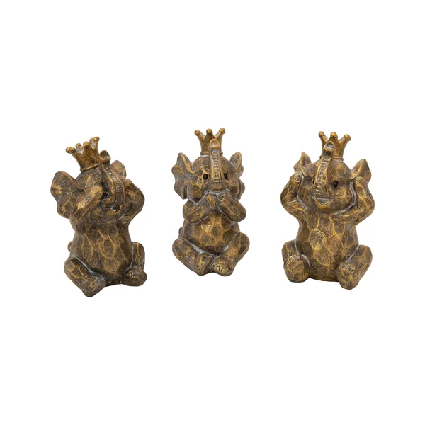 Sagebrook Home 14783 Resin Hear No, See No Speakno Elephants, Gold (Set of 3)