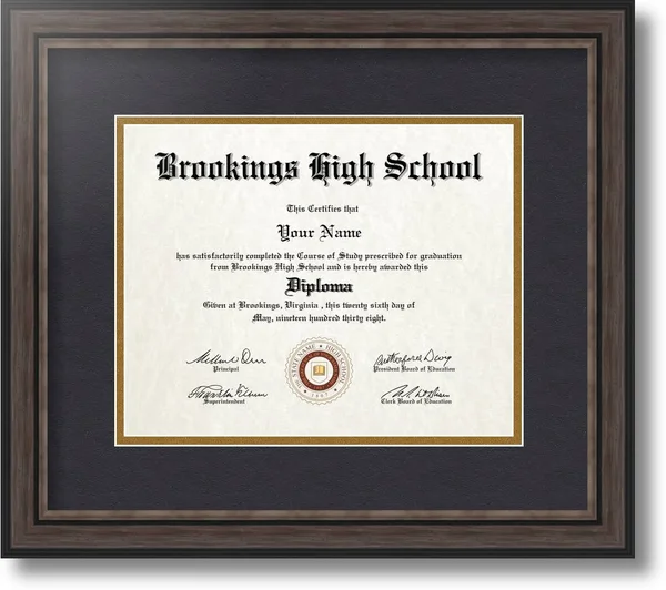 ArtToFrames 8x10 inch Diploma Frame - Framed in Grey and Black Frame with Black and Gold Mats, Comes with Regular Glass and Easy