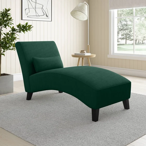 Cara Snuggler Chaise Velvet Emerald Green - Handy Living