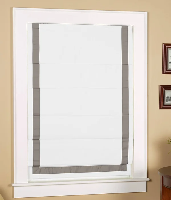 Green Mountain Vista Thermal Blackout Cordless Roman Shade with Ribbon Border