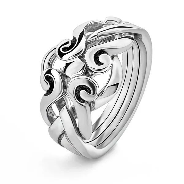 4 Band Sterling Silver Antique Looking Celtic Puzzle Ring 4ANS - 8.5