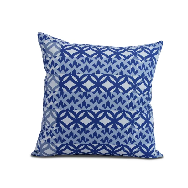 Contemporary Home Living 18x22 Royal Blue Nautical Outdoor Throw Pillow with Greek Simple Design - Down Alternative Filler
