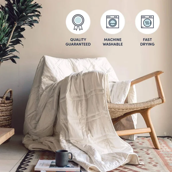 Baloo Living Weighted Blanket - White - Full/Queen - 15 lb